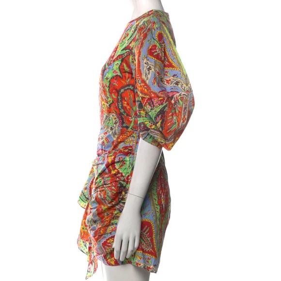 Rhode Pia Draped Ruched Printed Cotton-Voile Mini Dress Size XS - Picture 8 of 11